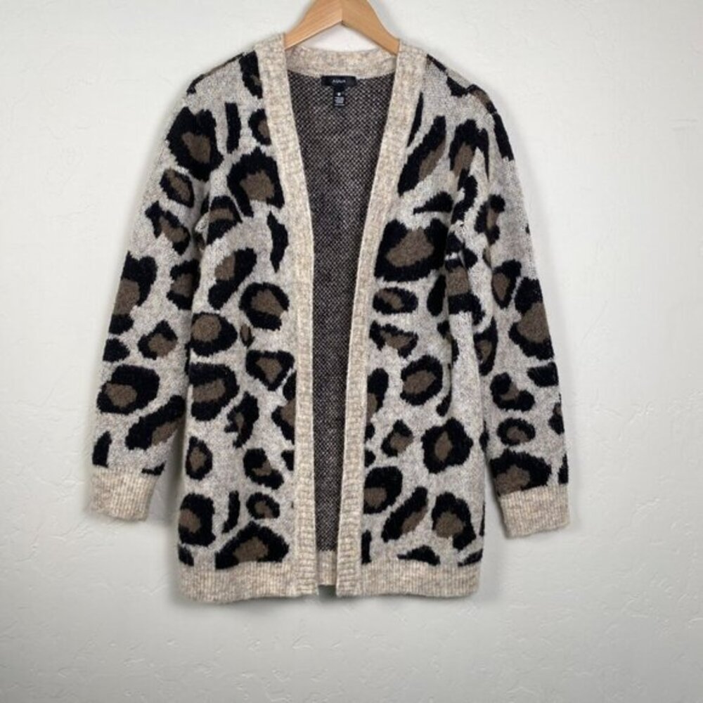 AQUA Leopard Print Open Front Cardigan Sweater $88‎ EXCLUSIVE TO BLOOMINGDALES